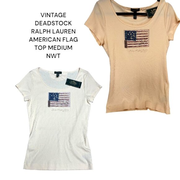 Ralph Lauren Tops - VINTAGE RALPH LAUREN AMERICAN FLAG PATRIOTIC DEADSTOCK BLOUSE TOP MEDIUM NWT